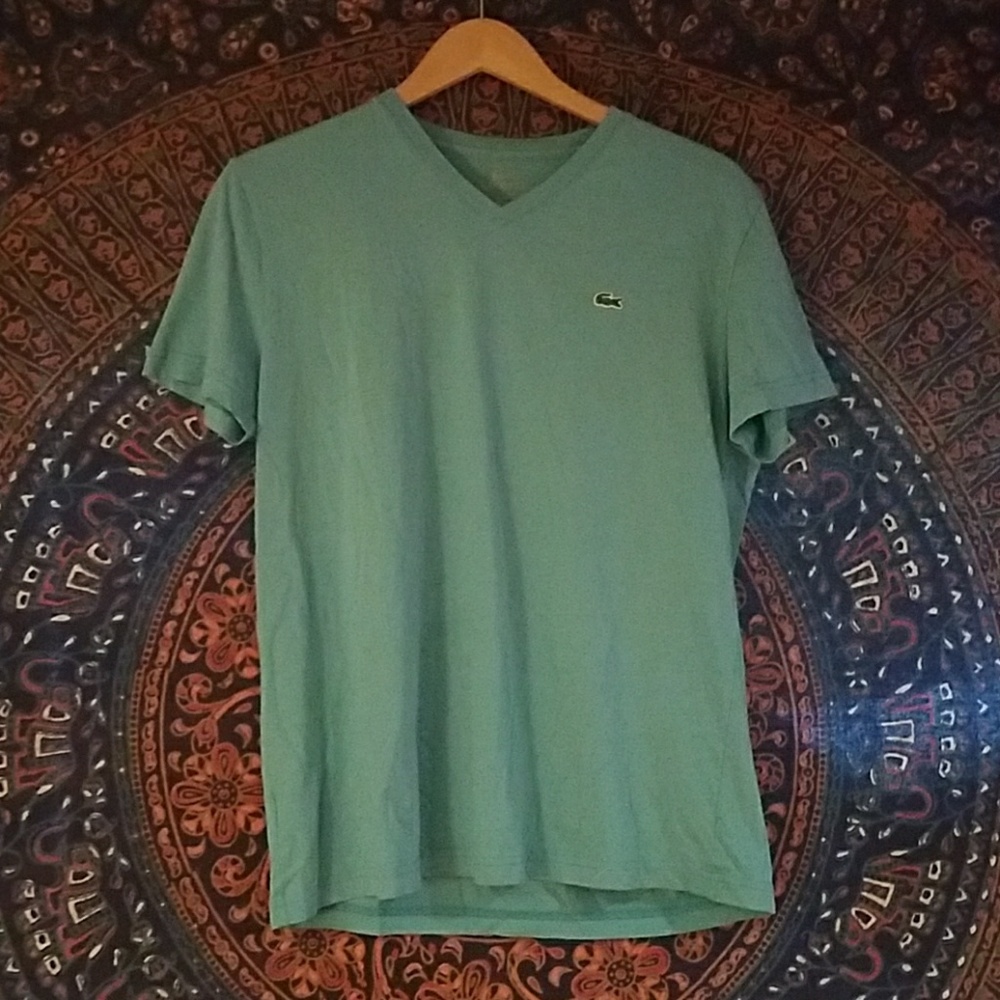Lacoste V-neck teal short sleeve