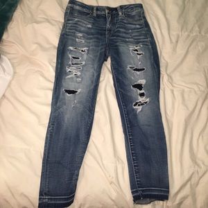 Ripped Denim Capris