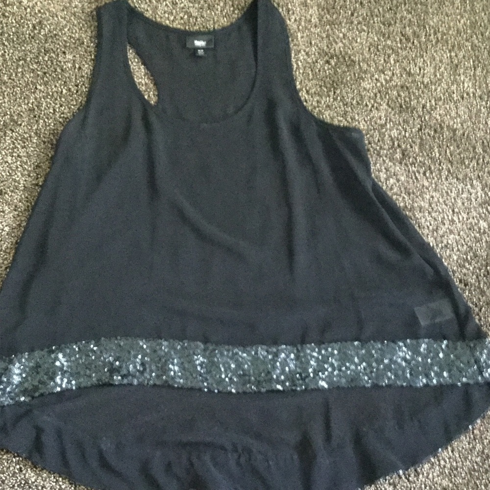 Wassio asymmetrical sequined tank black