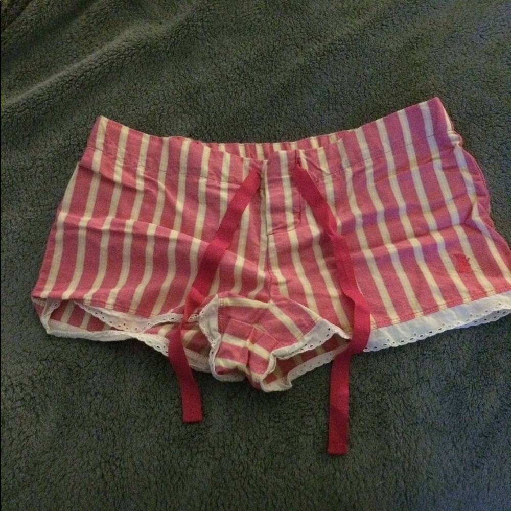 Juicy Couture Pink/white striped pajama shorts