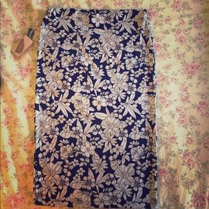 Navy floral pencil skirt