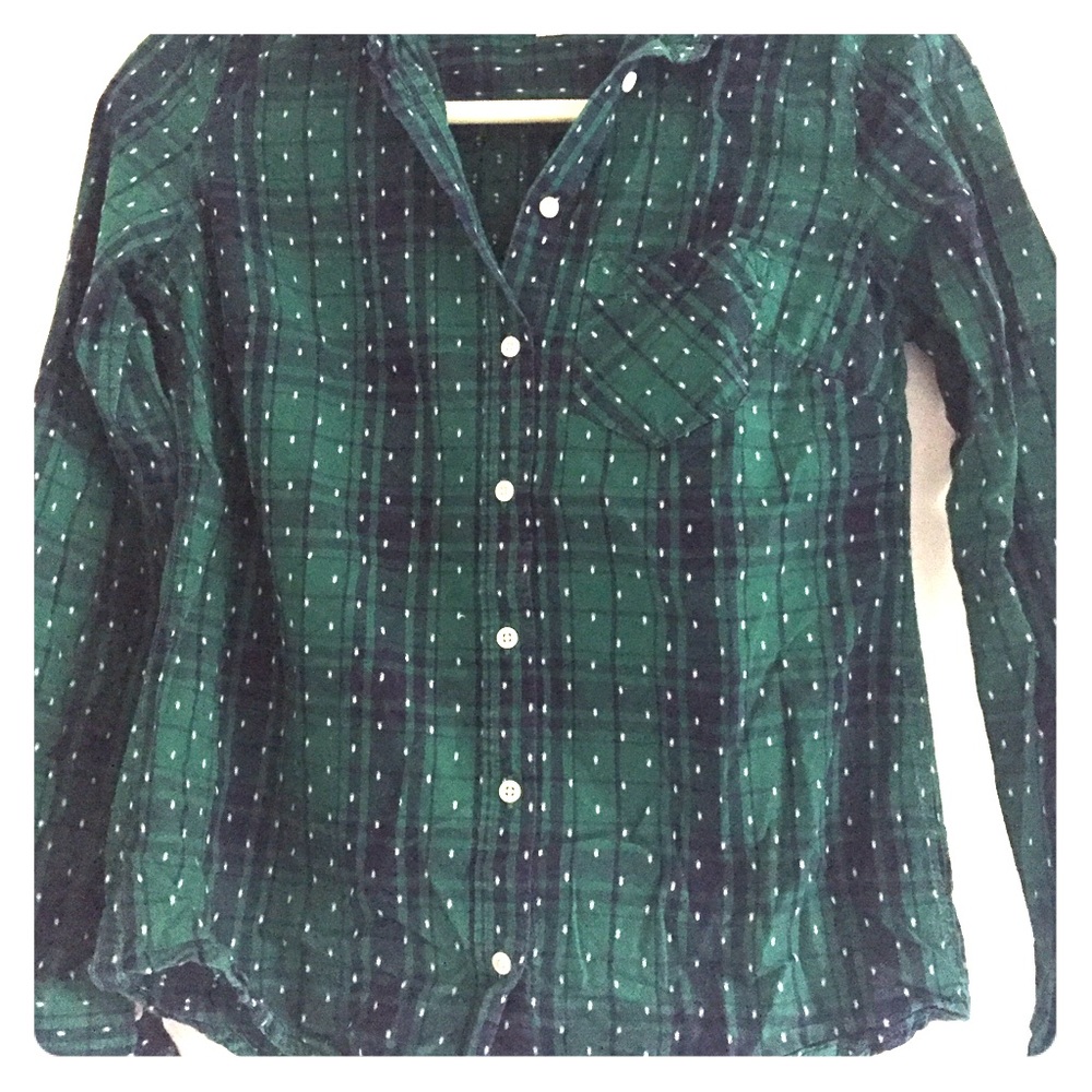 Merona XS Button Down- Dots and Plaid Print