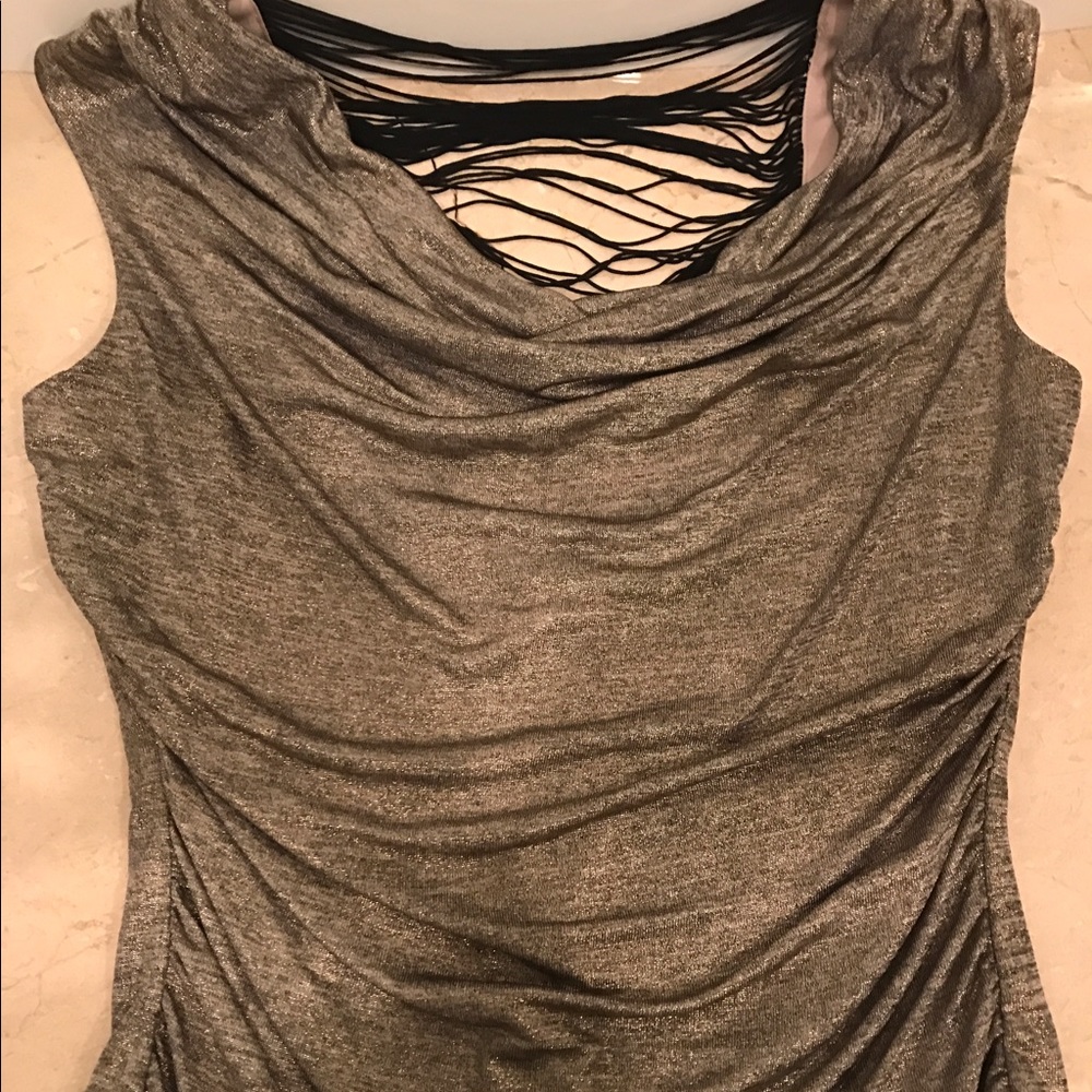 Gold metallic sleeveless top