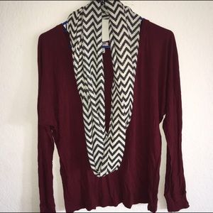Chevron scarf + burgundy top