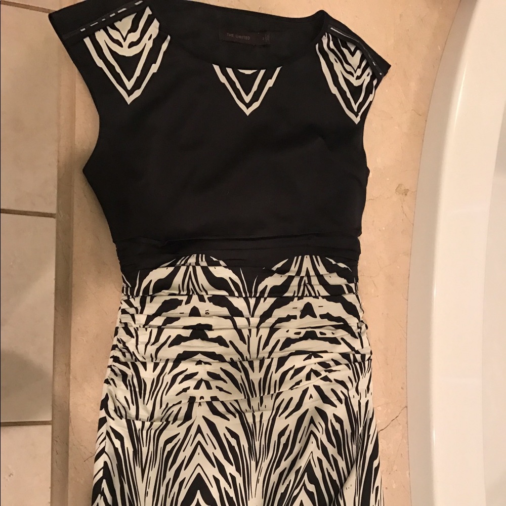 Limited silk black and cream dress
