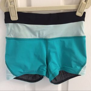 NWOT Lululemon Turquoise and Black Running Shorts