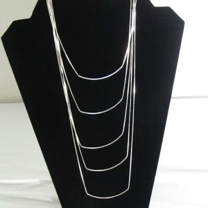 Long silver layered necklace