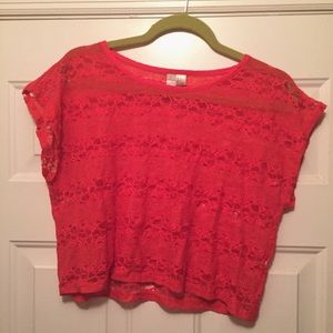 Red lace crop top