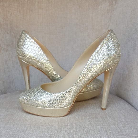 Jimmy Choo Silver Glitter Alex Platform Pumps - Picture 2 of 8