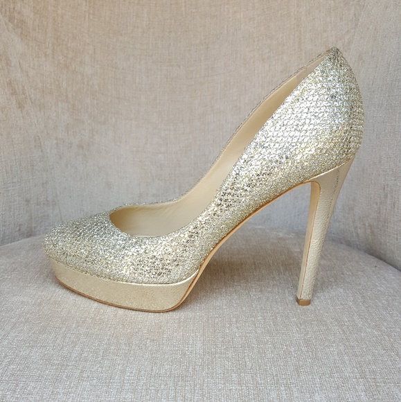 Jimmy Choo Silver Glitter Alex Platform Pumps - Picture 3 of 8