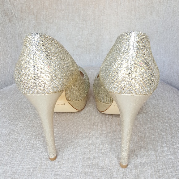 Jimmy Choo Silver Glitter Alex Platform Pumps - Picture 5 of 8