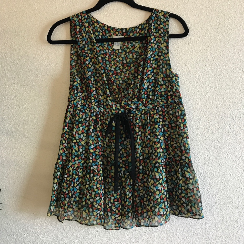 Anthropologie silk blouse with abstract hearts