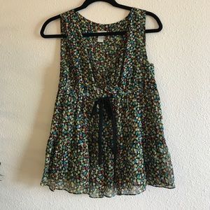 Anthropologie silk blouse with abstract hearts