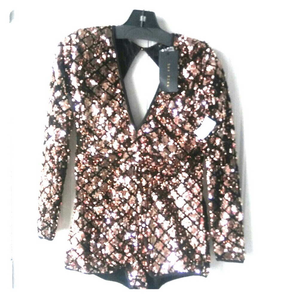 Gold sequin romper