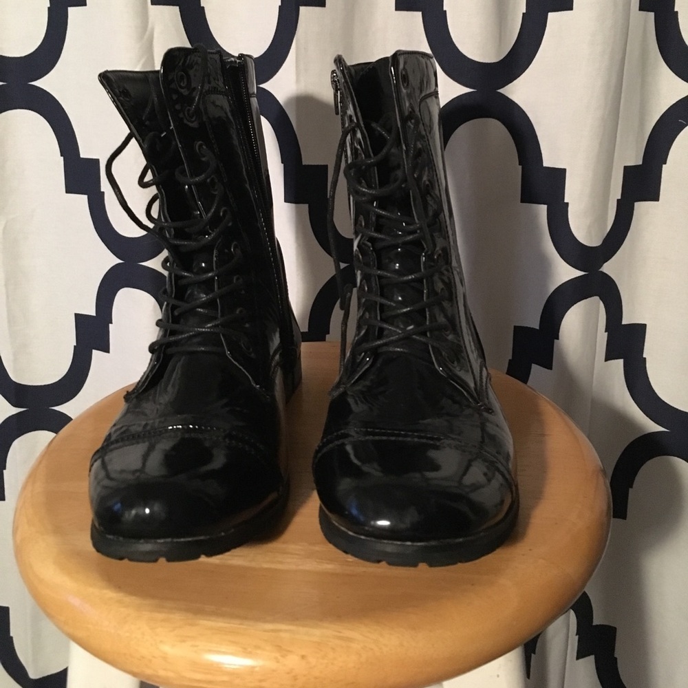 Shiny Black Army Boots