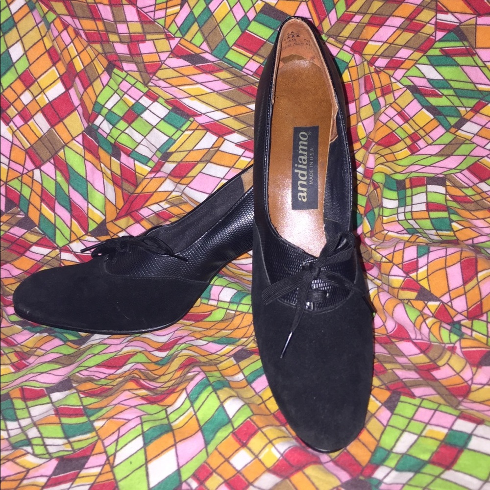 Vintage Black suede lace up heels