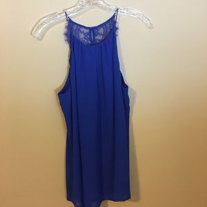 Royal blue tank with lace detail
