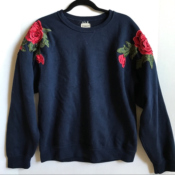 LF Tops - LF Rose Embroidered Pullover