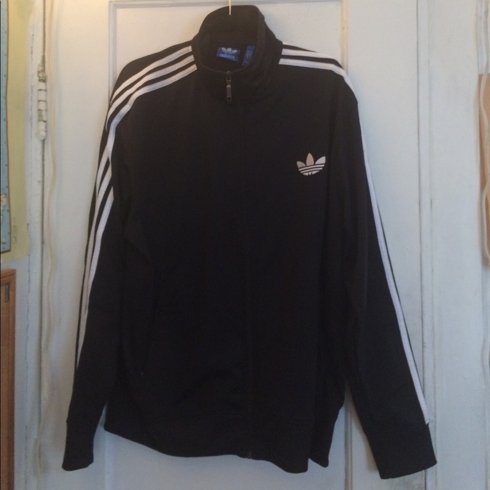 Black and white Adidas track jacket