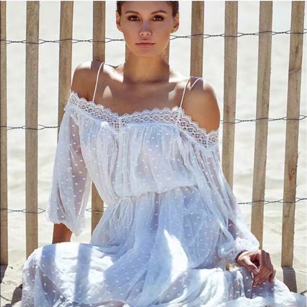 New Zimmermann Realm Scallop Silk Dress White - Picture 2 of 8