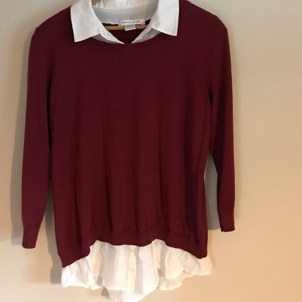August Silk lightweight burgundy sweater