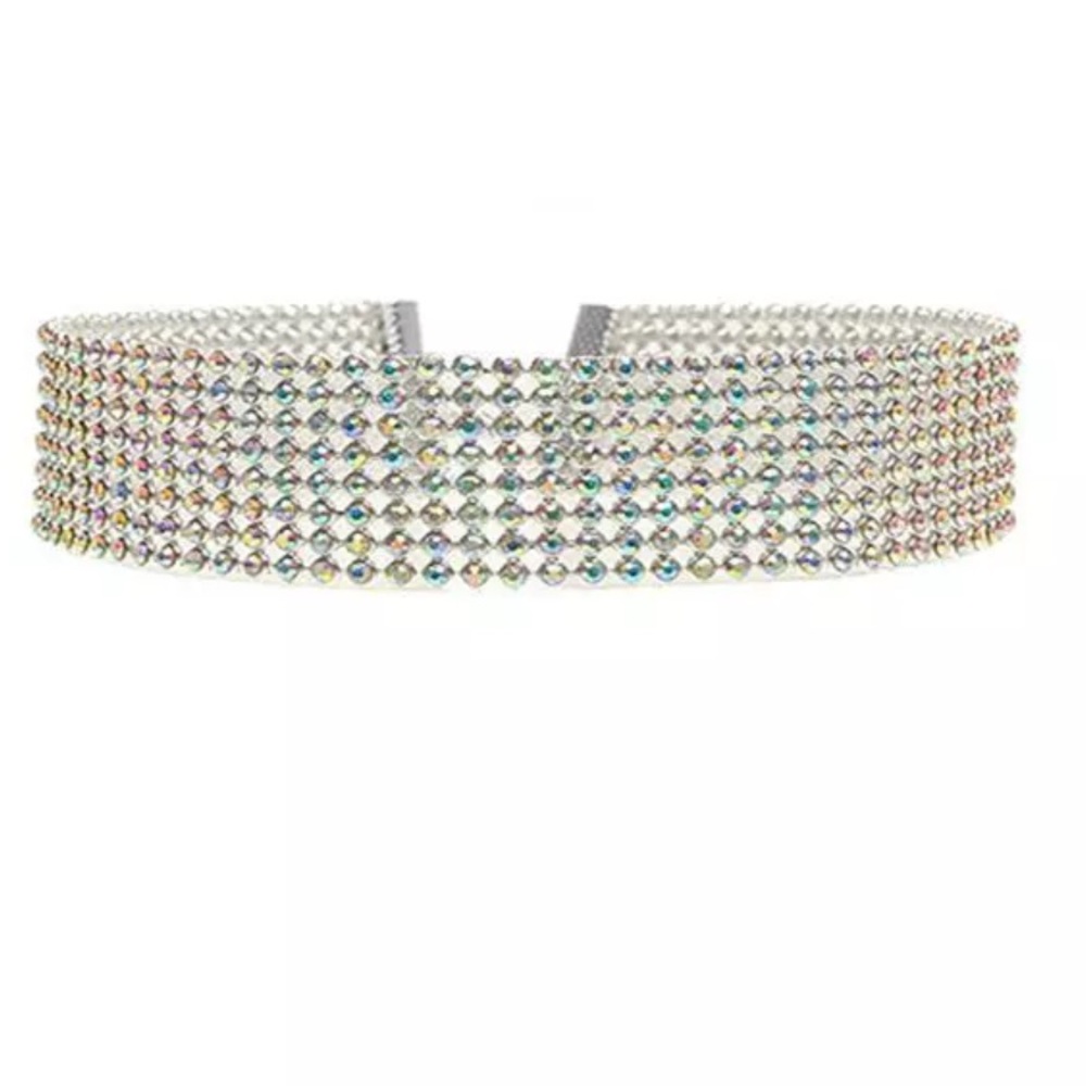 8 row sparkly wide neck crystal rhinestone choker - Picture 2 of 2