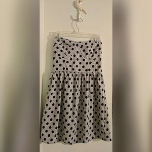 Strapless grey and black polka dot dress