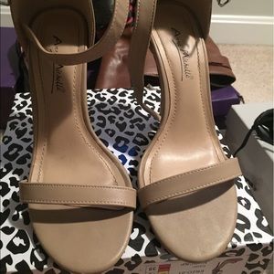 Nude open toe high heels