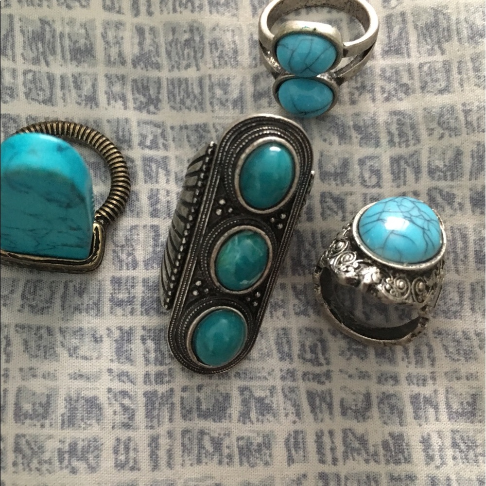Turquoise ring lot! 4 rings total