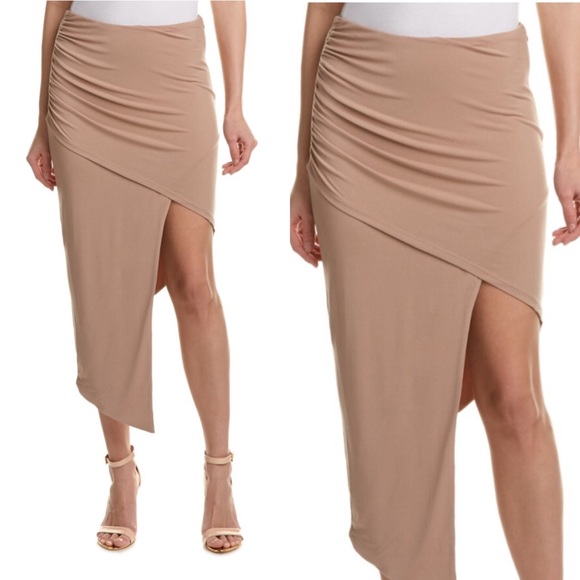 SALETaupe asymmetrical midi skirt - Picture 2 of 4