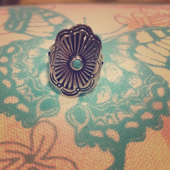 Jewelry - •Old Pawn Vintage Silver Turquoise Sunburst Ring•