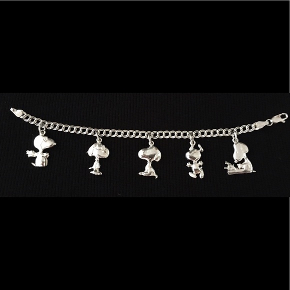 Vintage Sterling Silver Snoopy Charm Bracelet