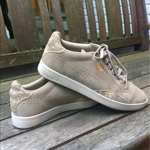 Women's Puma Leather Sneaker with Snakeskin Accent