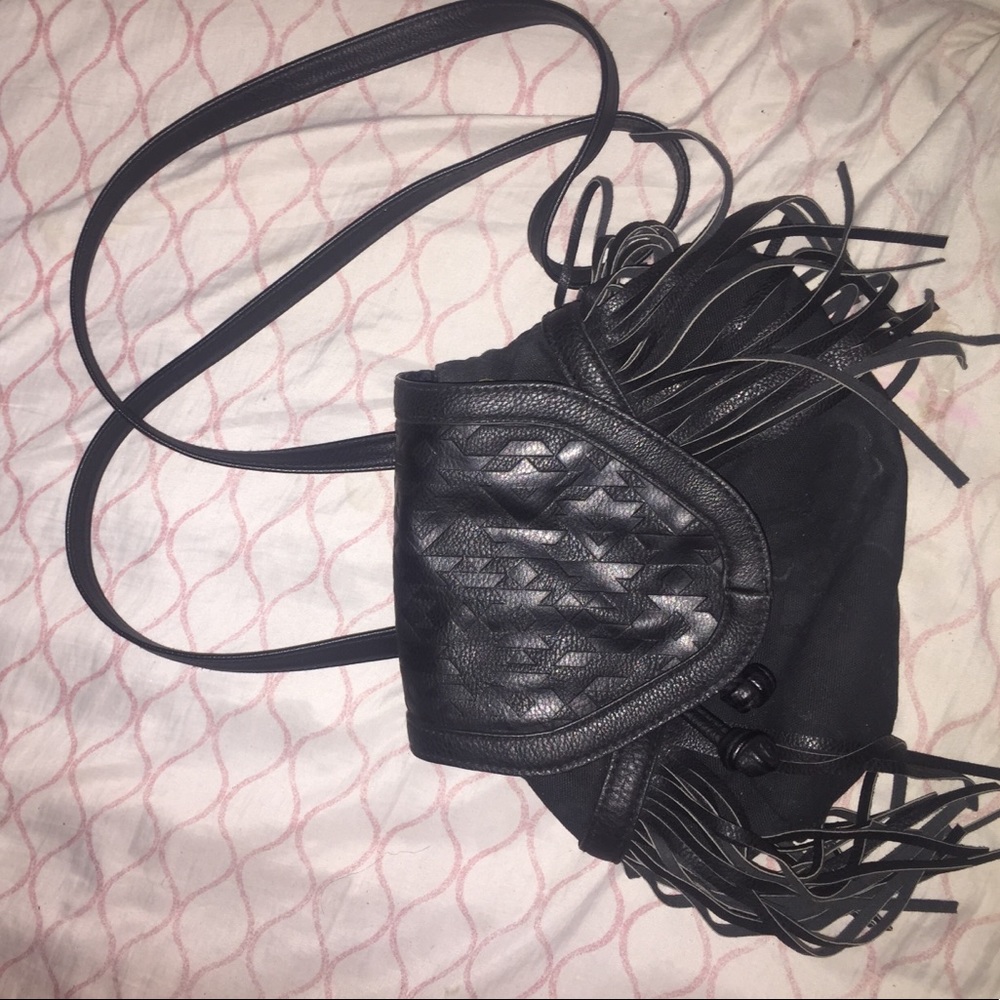 Black fringed knapsack