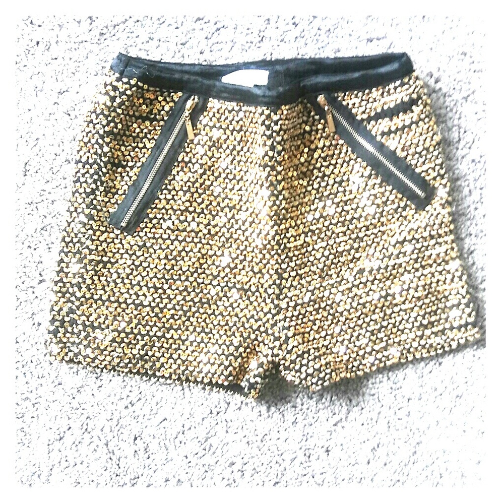 Gold sequin shorts