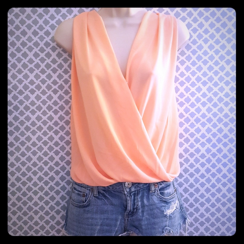 Sleeveless Drape Wrap Top