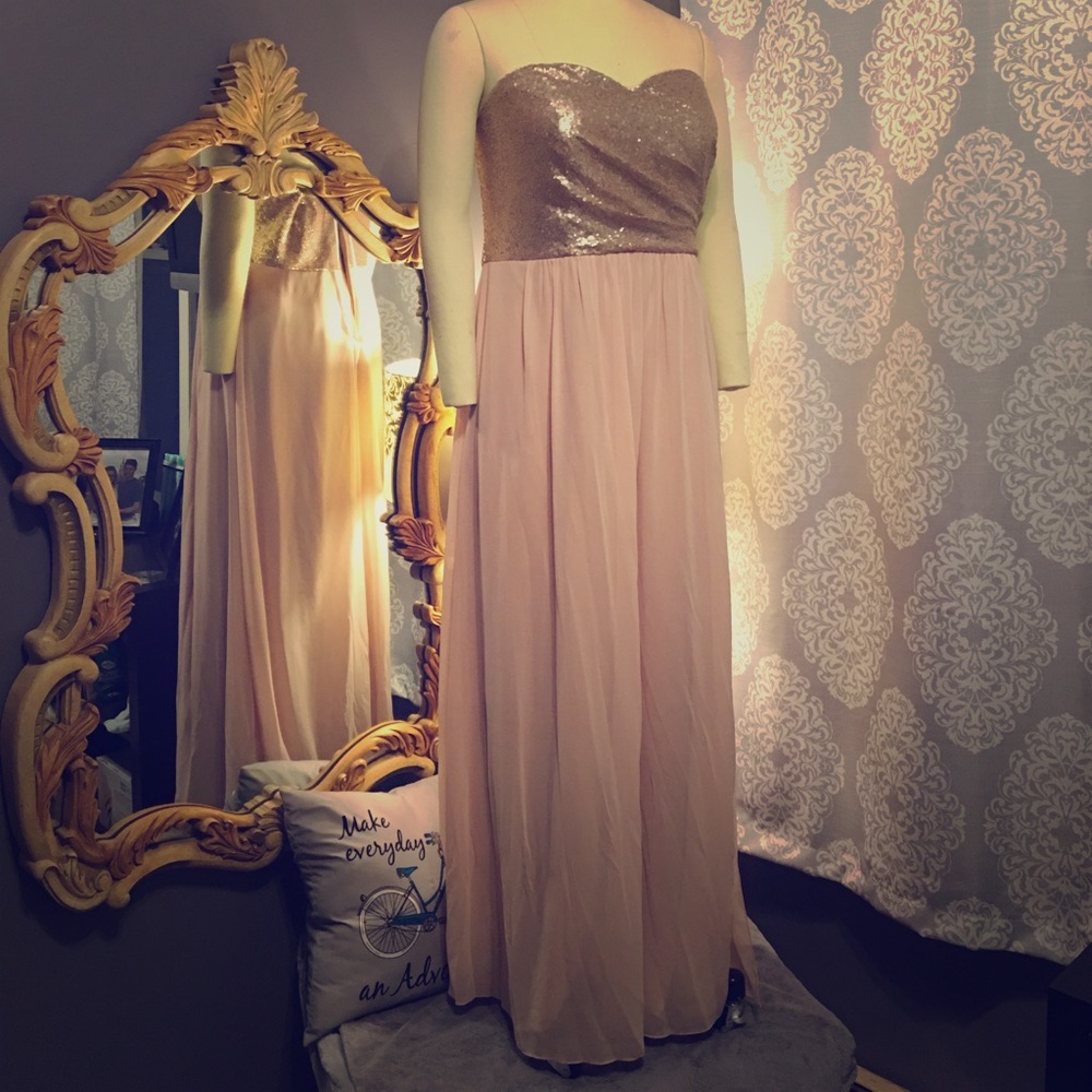 Pink/Champagne Sequin Bridesmaid Dress