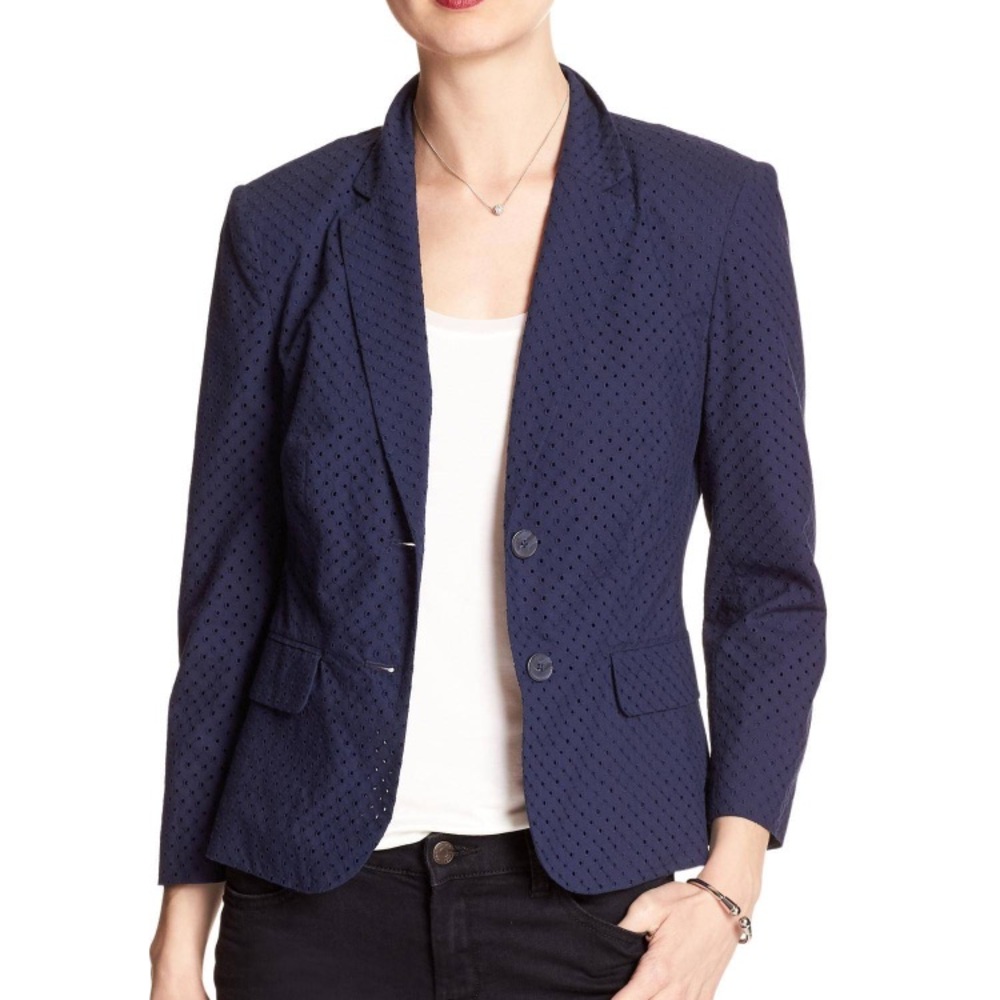 NWT Banana Republic navy eyelet jacket