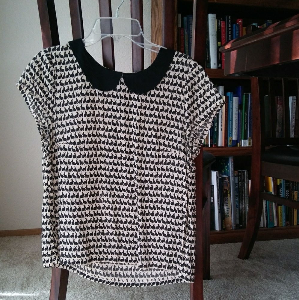 H&M peter pan collar bunny print shirt