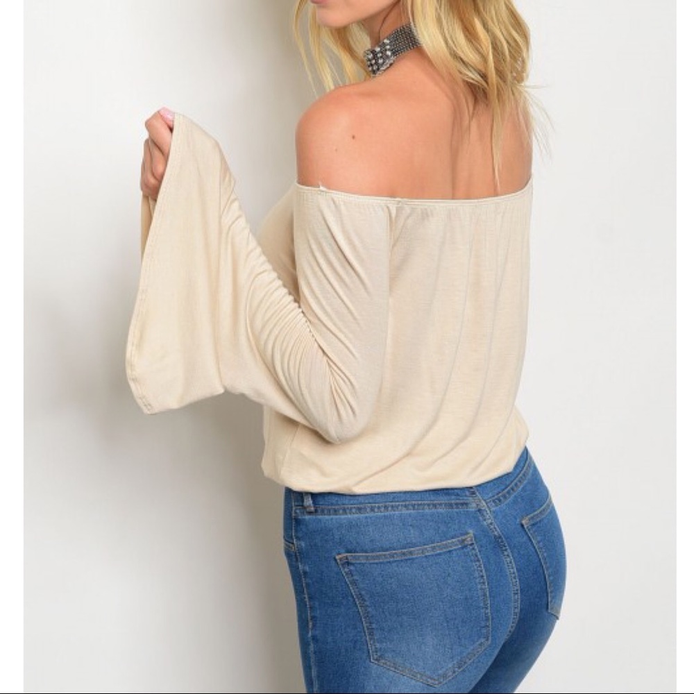 1 HR SALE ARA off shoulder bell sleeve top - BEIGE - Picture 4 of 4