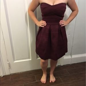 Maroon Strapless Dress