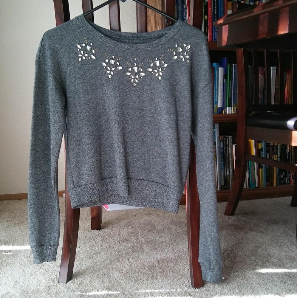Hollister rhinestone collar cropped sweater NWOT