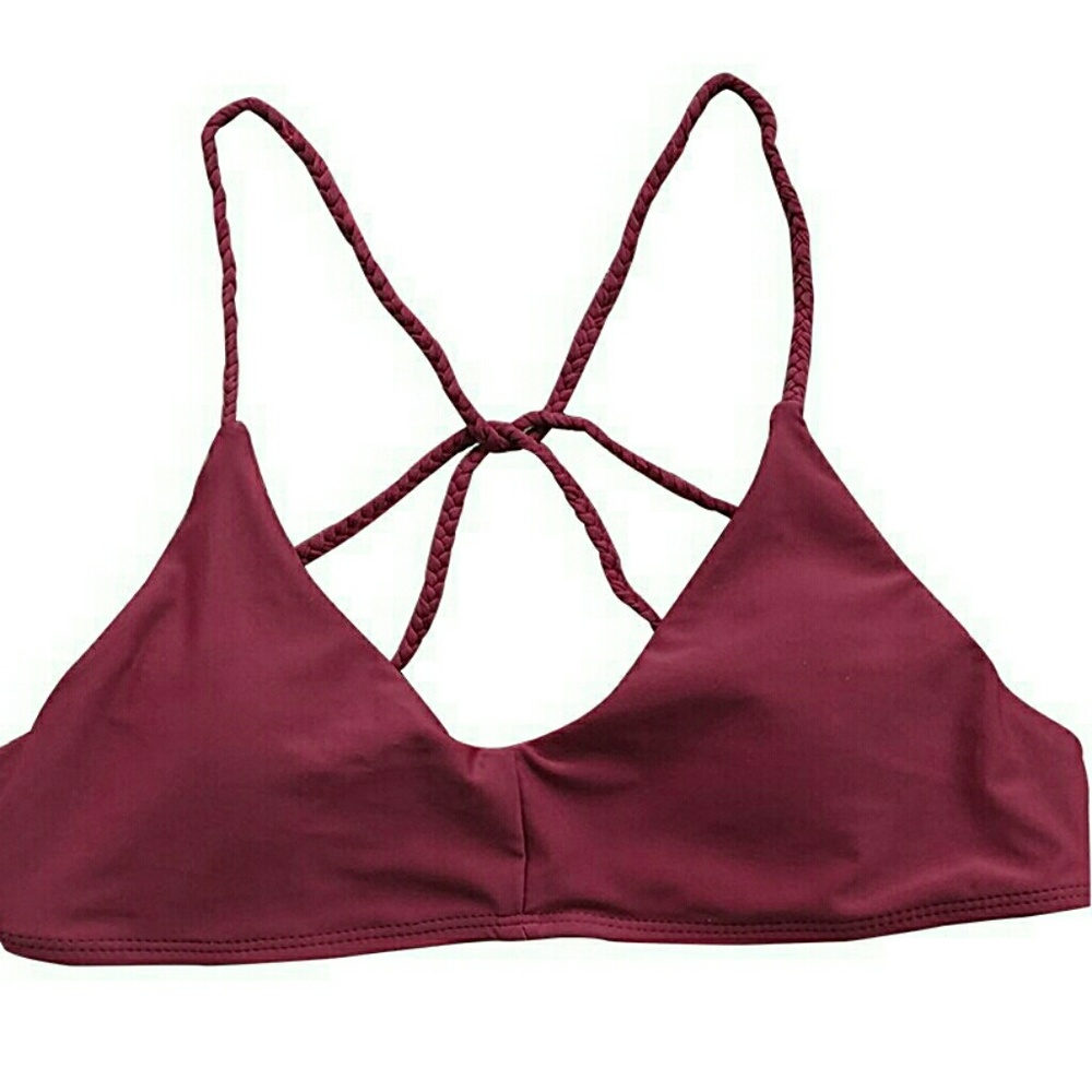 Women's Solid Color Cross Back Padding Bikini Top