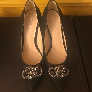 Nine West Black leather evening heels size 7M