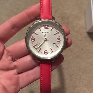 Fossil leather banded watch