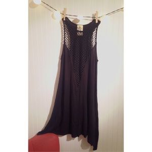 Black Flowy Dress with Fishnet V Cut