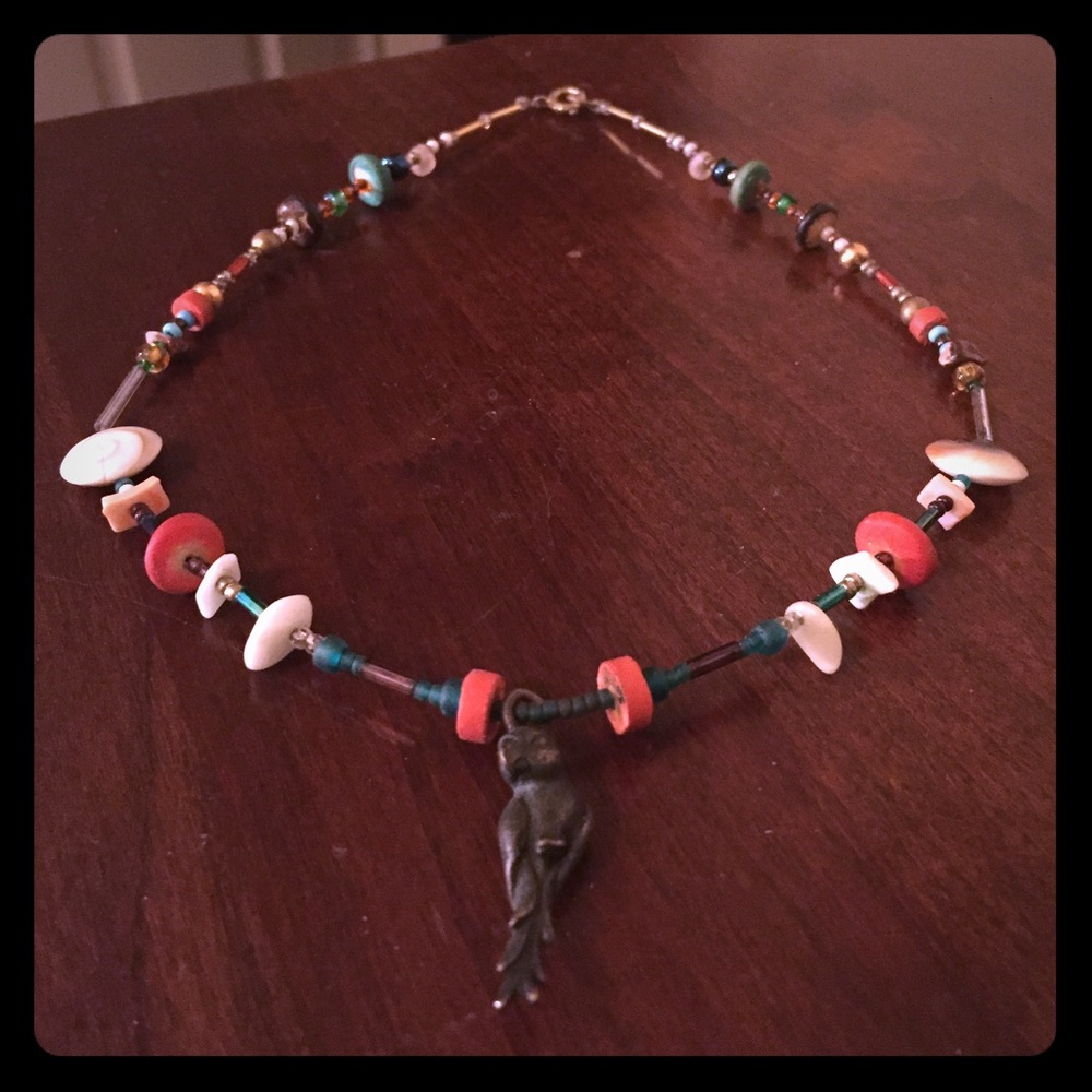 Unique handmade necklace with parrot