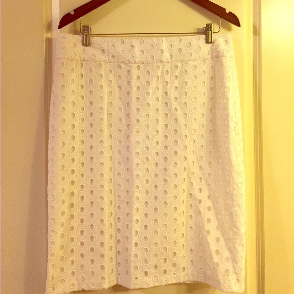 White dress skirt with circle cut outs