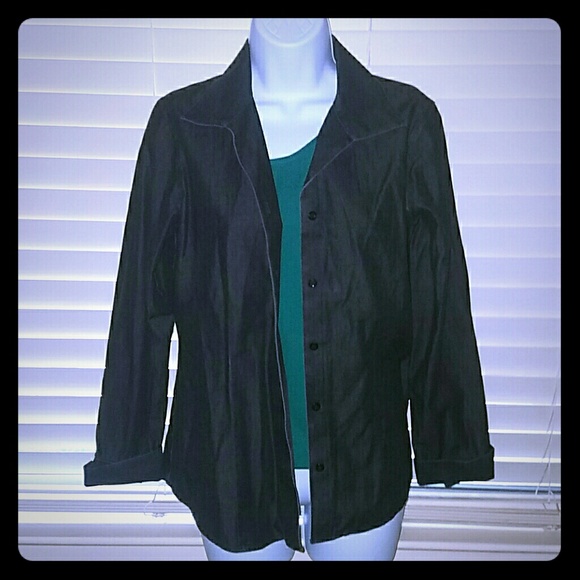 Chico's Jackets & Coats - CCO *Very Trendy Black Cotton Jacket* Chico's Jackets & Coats - CCO *Very Trendy Black Cotton Jacket*