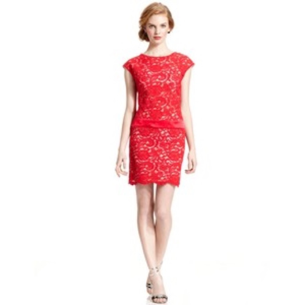 Luxology Red & Nude lace dress from Macy's